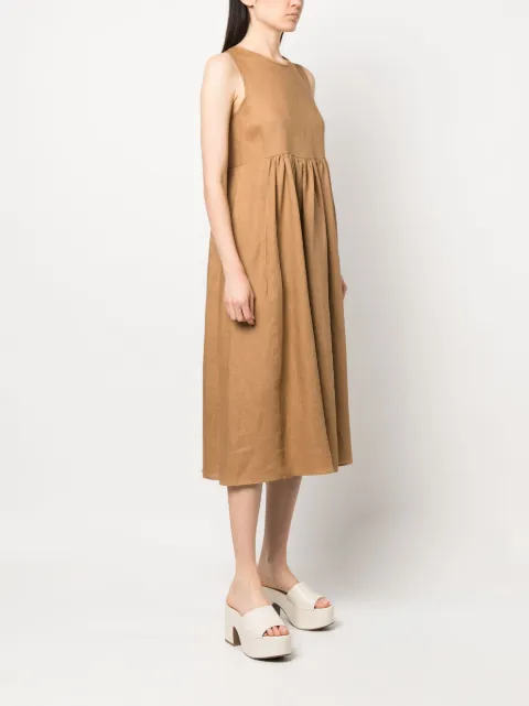 Blanca Vita pleated sleeveless linen midi dress ASSENZIO2124 - 2