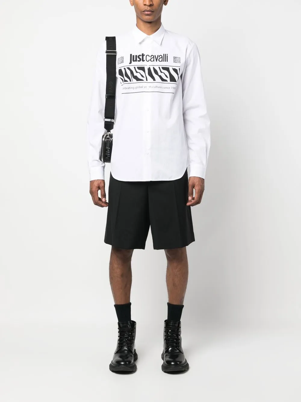 Just Cavalli Overhemd met logoprint - Wit