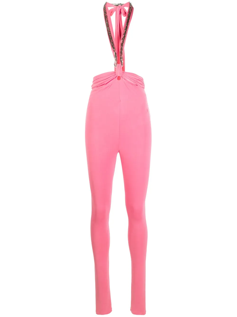 Attico Ruby Jersey Halterneck Skinny Pants In Pink