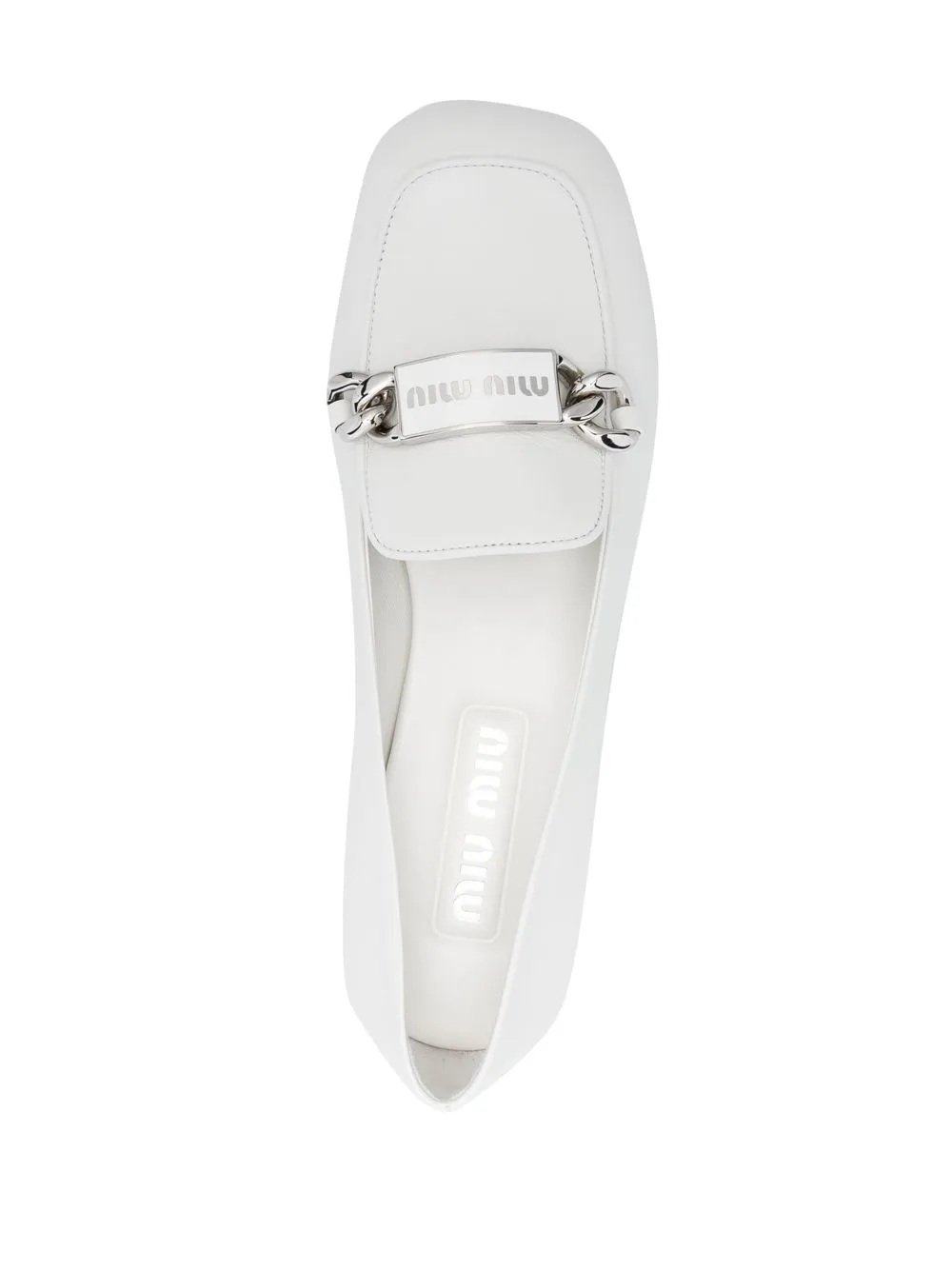 Miu logo-plaque leather loafers White