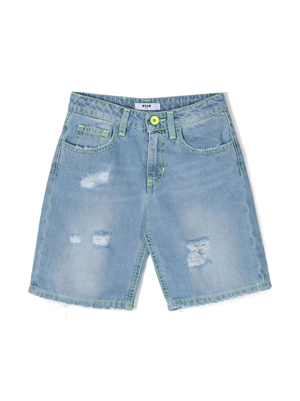 MSGM Kids distressed-effect shorts - Blue