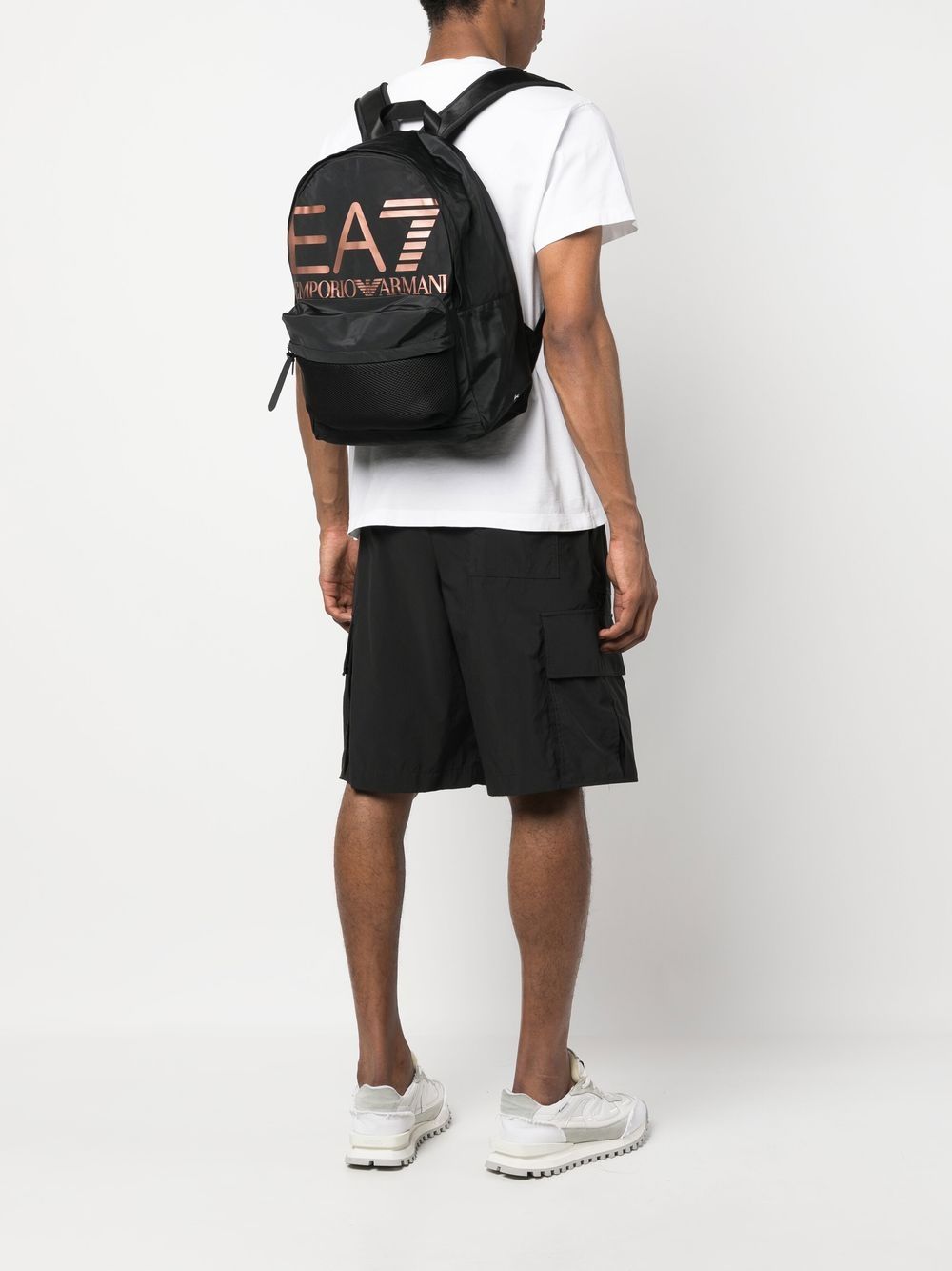 Shop Ea7 Logo Print Backpack In Black