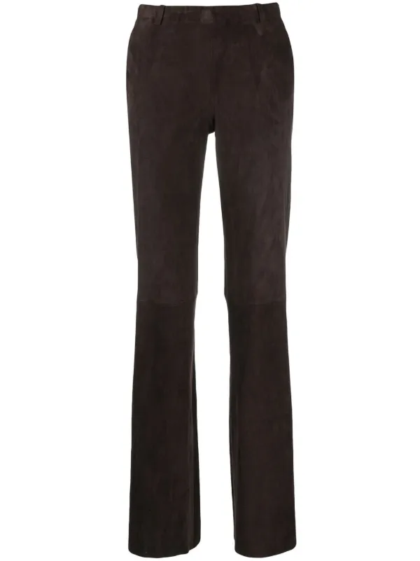 Stouls Flared Suede Trousers in Brown