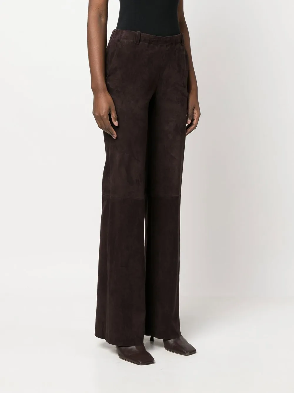  Stouls Flared Suede Trousers - Brown 