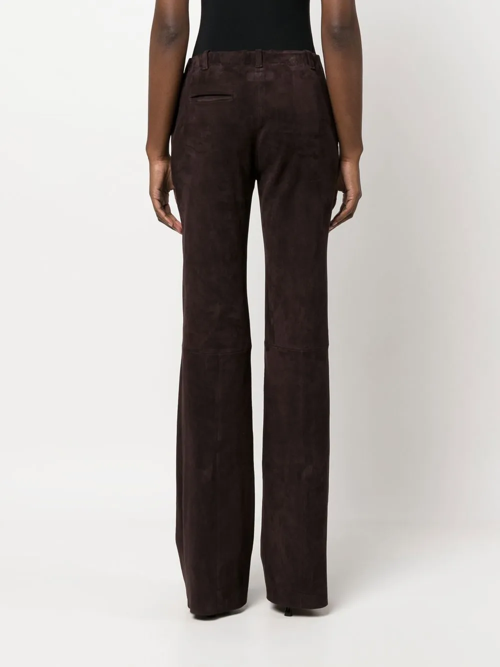 Stouls Flared Suede Trousers in Brown, view 4