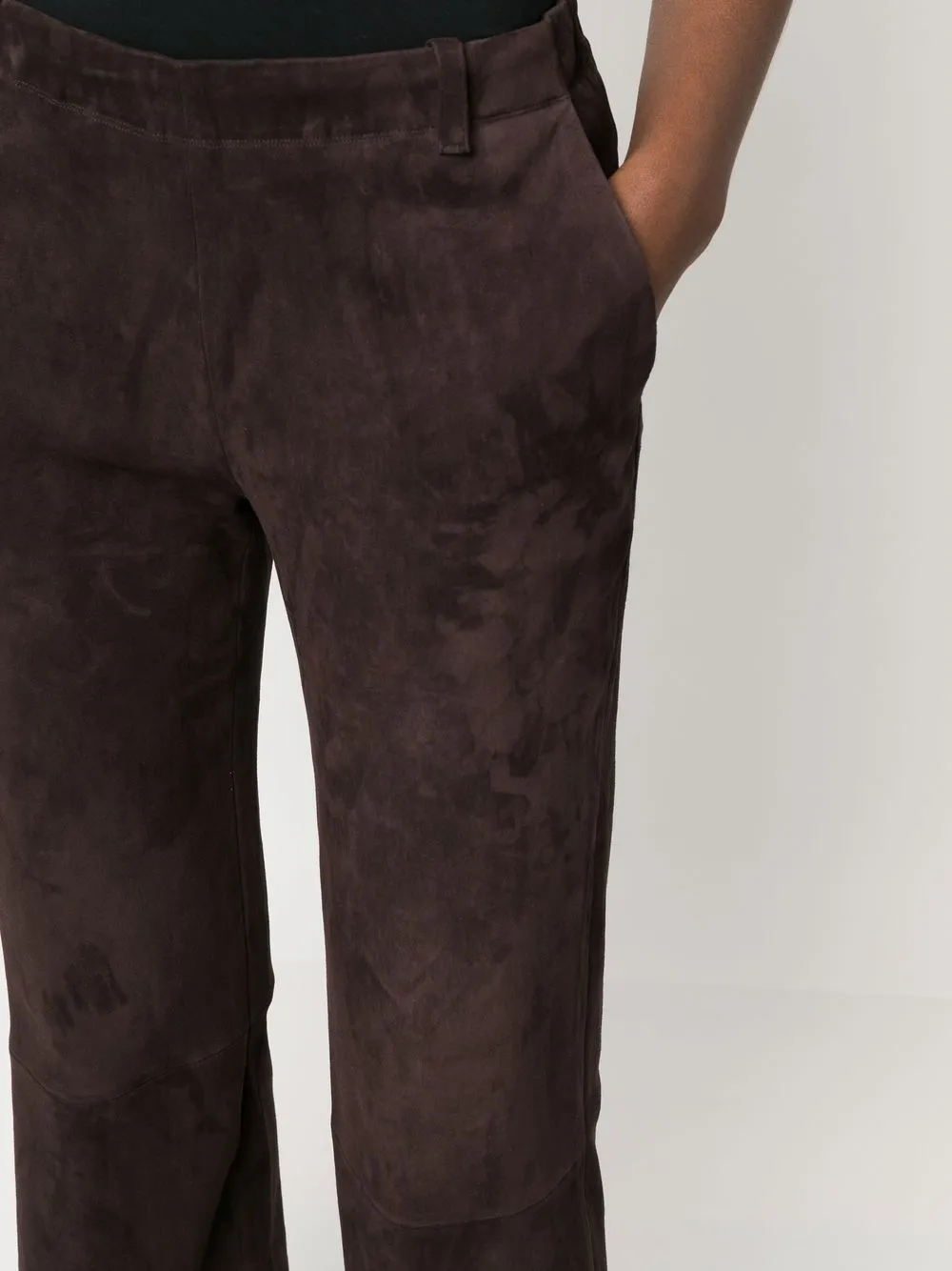 Stouls Flared Suede Trousers in Brown, view 5