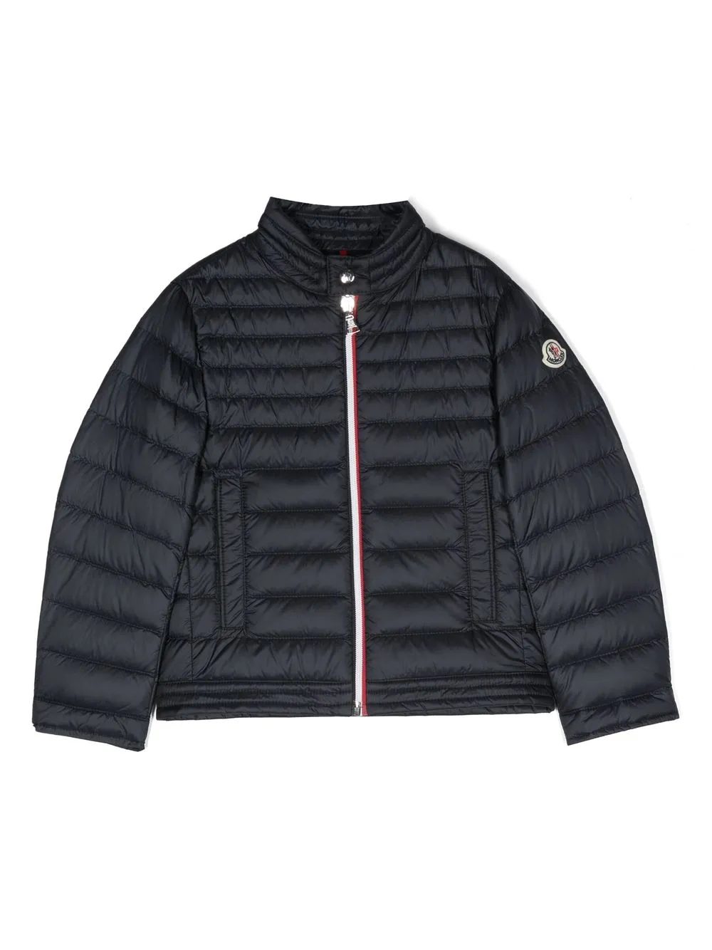 

Moncler Enfant logo-patch zip-up down jacket - Blue