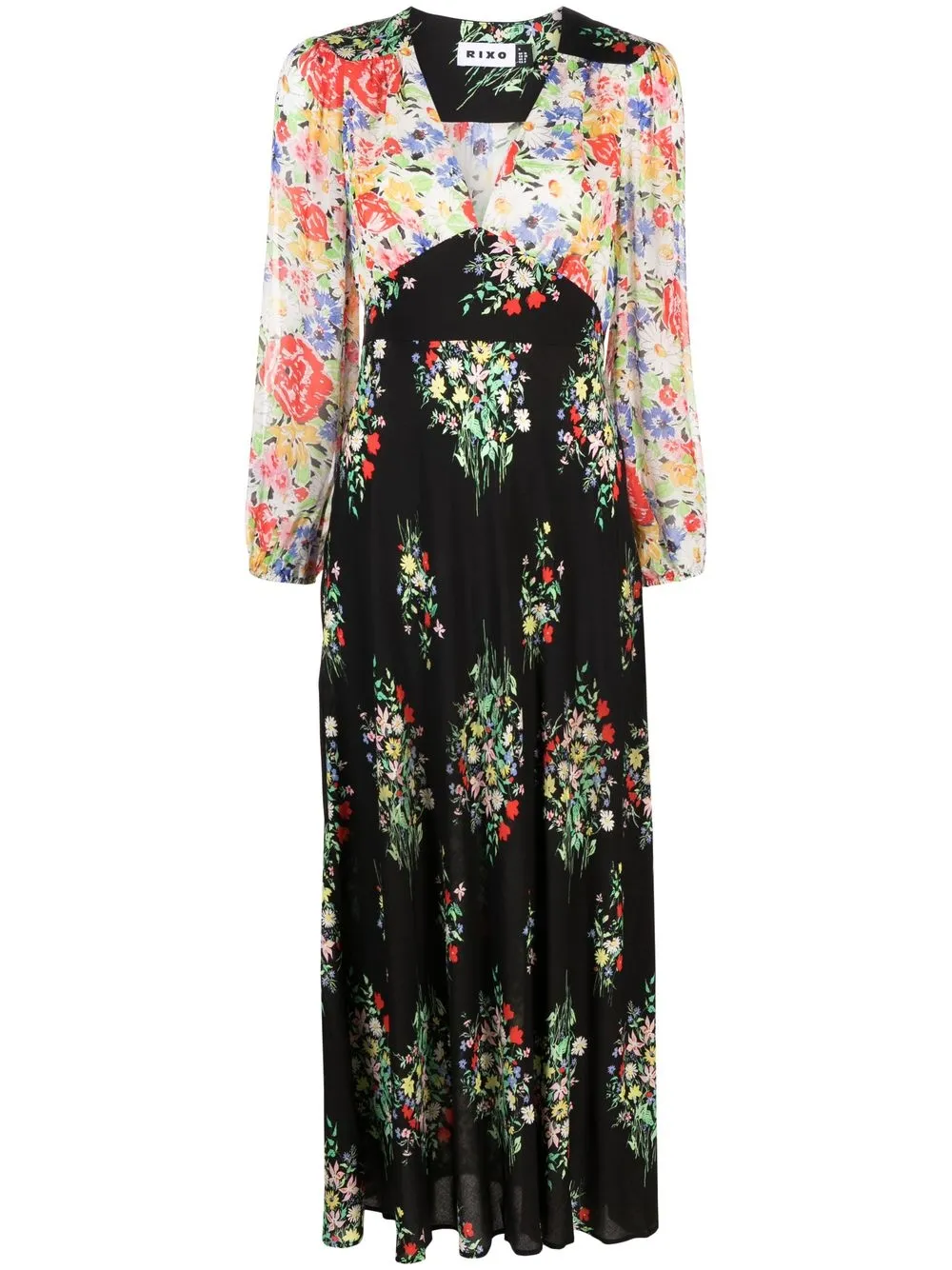 Rixo London Floral Kaila Dress In Schwarz