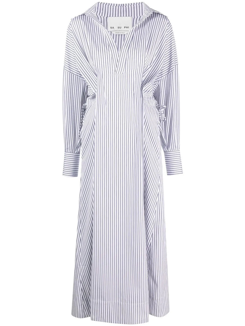 

SA SU PHI oversized striped cotton long dress - White