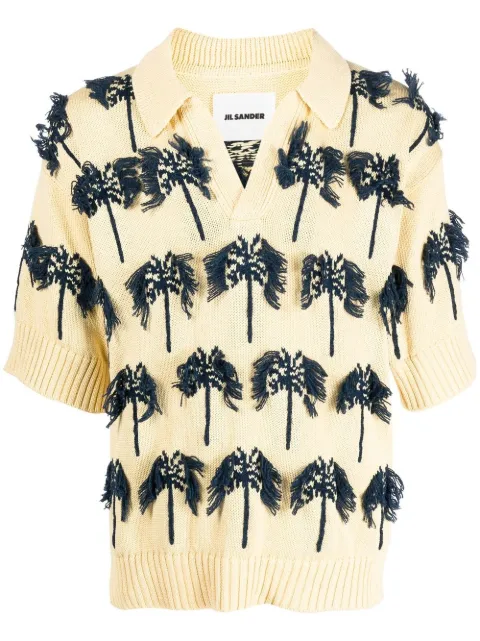 Jil Sander Poloshirt mit Palmen