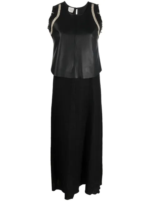 Alysi leather-top long dress 