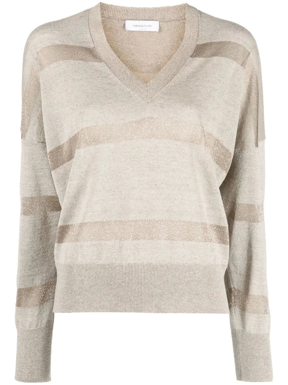 

Fabiana Filippi pullover V-neck glitter sweater - Neutrals