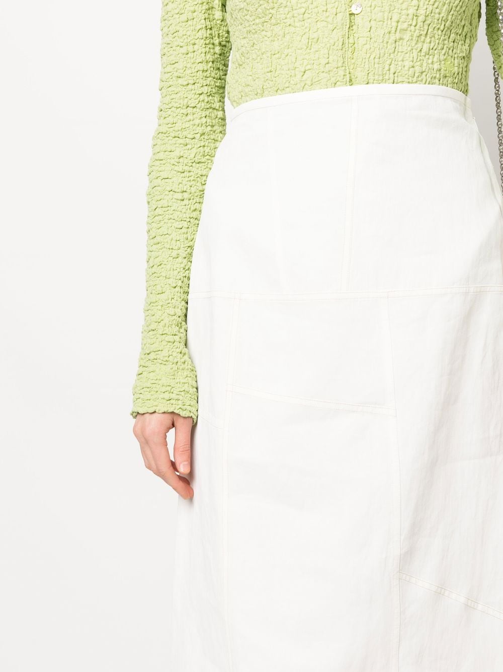 Shop Jil Sander Flared Panelled Midi Skirt In White