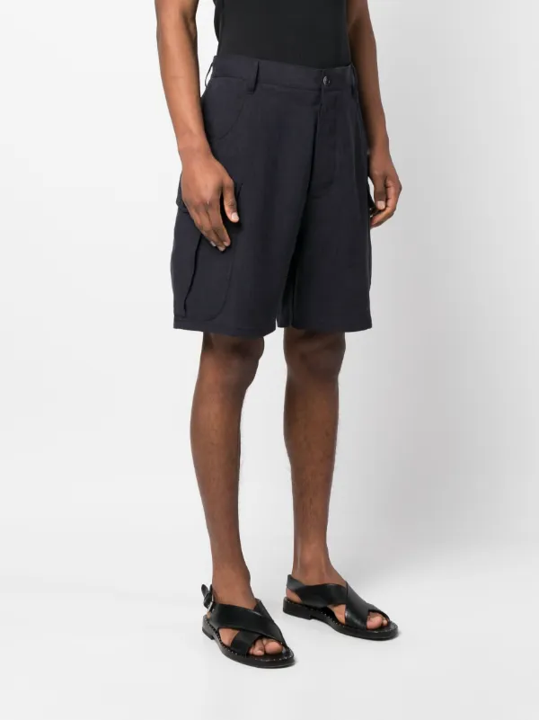 Giorgio Armani wide-leg Linen Cargo Shorts | Blue | FARFETCH