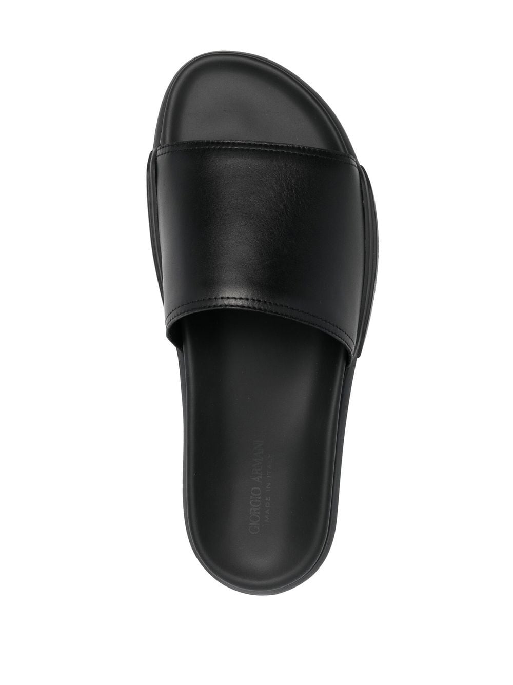 Shop Giorgio Armani Debossed-logo Leather Slides In Schwarz