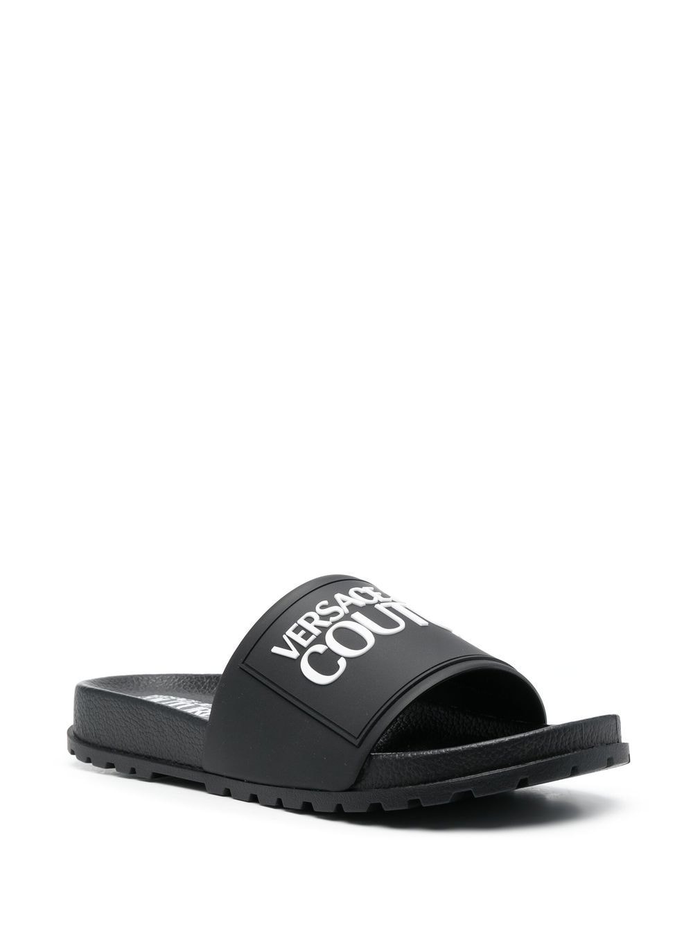 Versace Jeans Couture Slippers met logoprint - Zwart