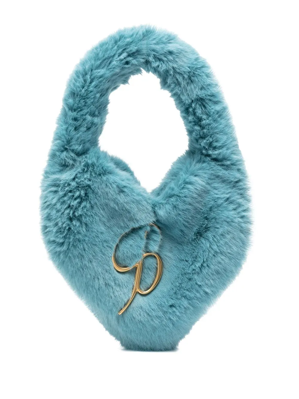 

Blumarine Eco-Fur logo-plaque tote bag - Blue