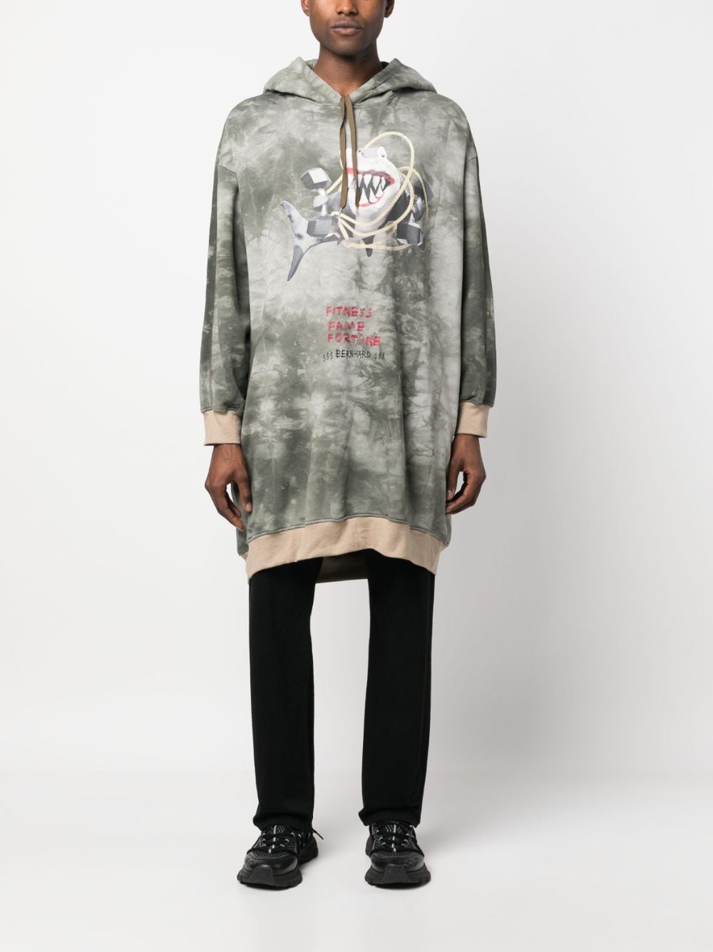 Shop Bernhard Willhelm Graphic-print Long-sleeved Cotton Hoodie In Green