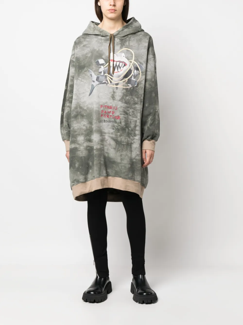 Shop Bernhard Willhelm Graphic-print Long-sleeved Cotton Hoodie In Green