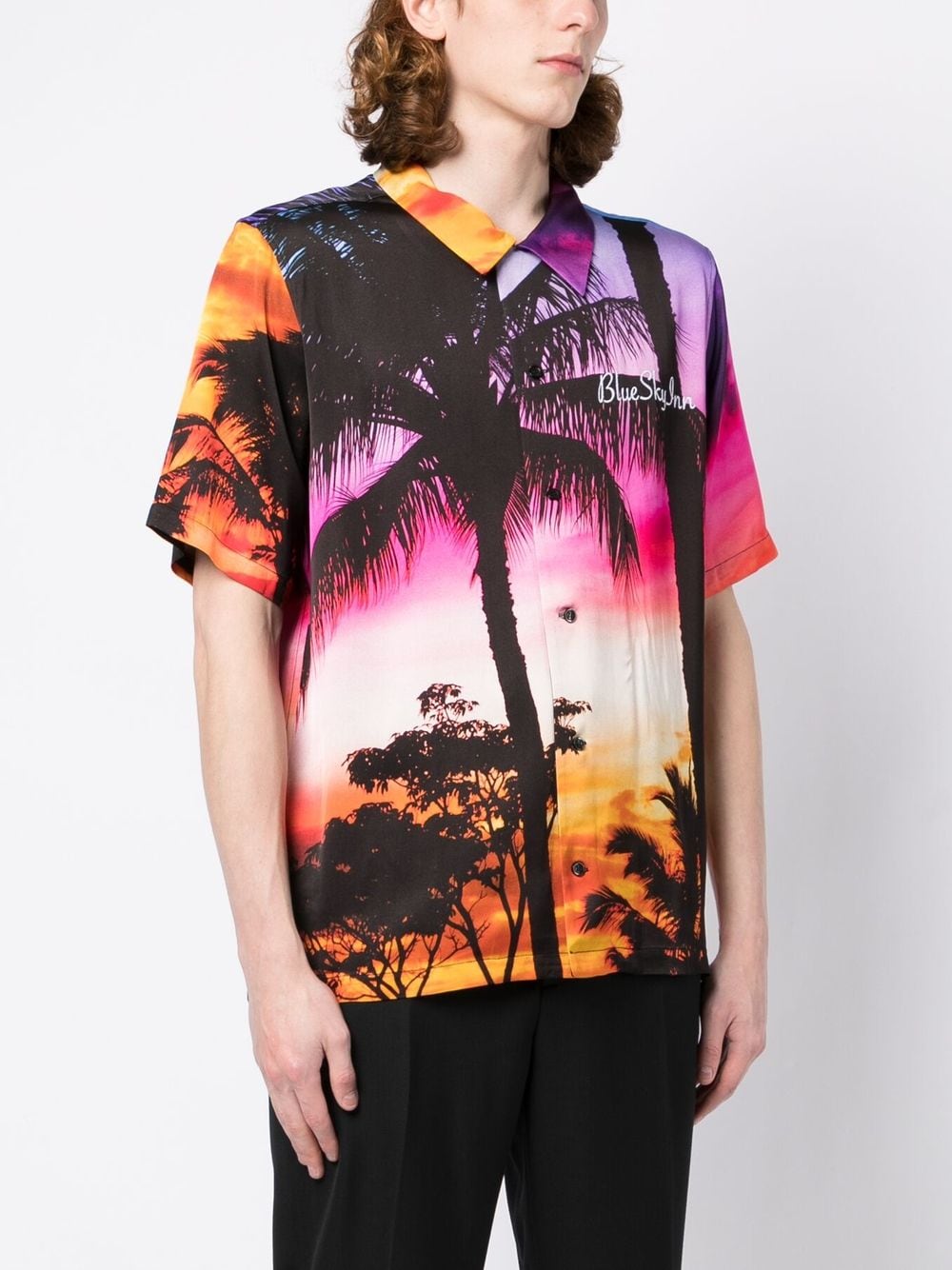 Shop Blue Sky Inn Tropical-print Short-sleeved Shirt In Mehrfarbig