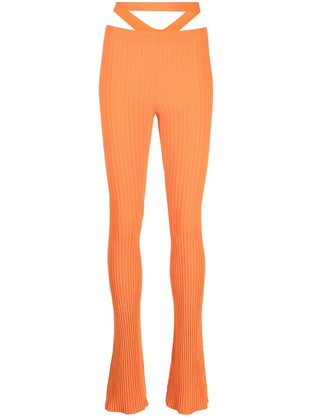 

ANDREĀDAMO ribbed-knit flared trousers - Orange