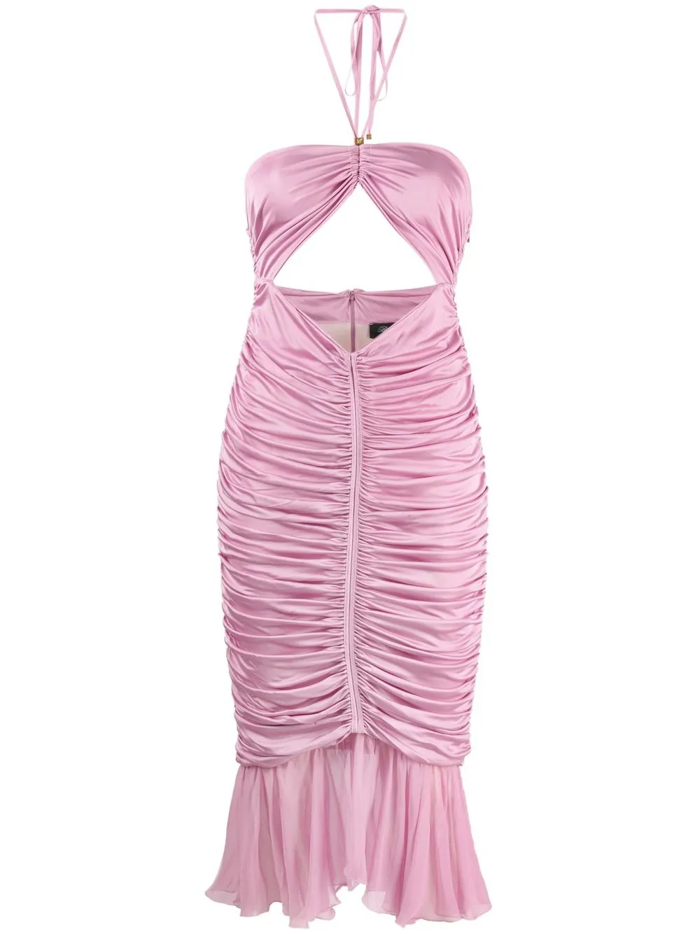 Shop Blumarine Cut-out Pleated Midi Dress In Pink