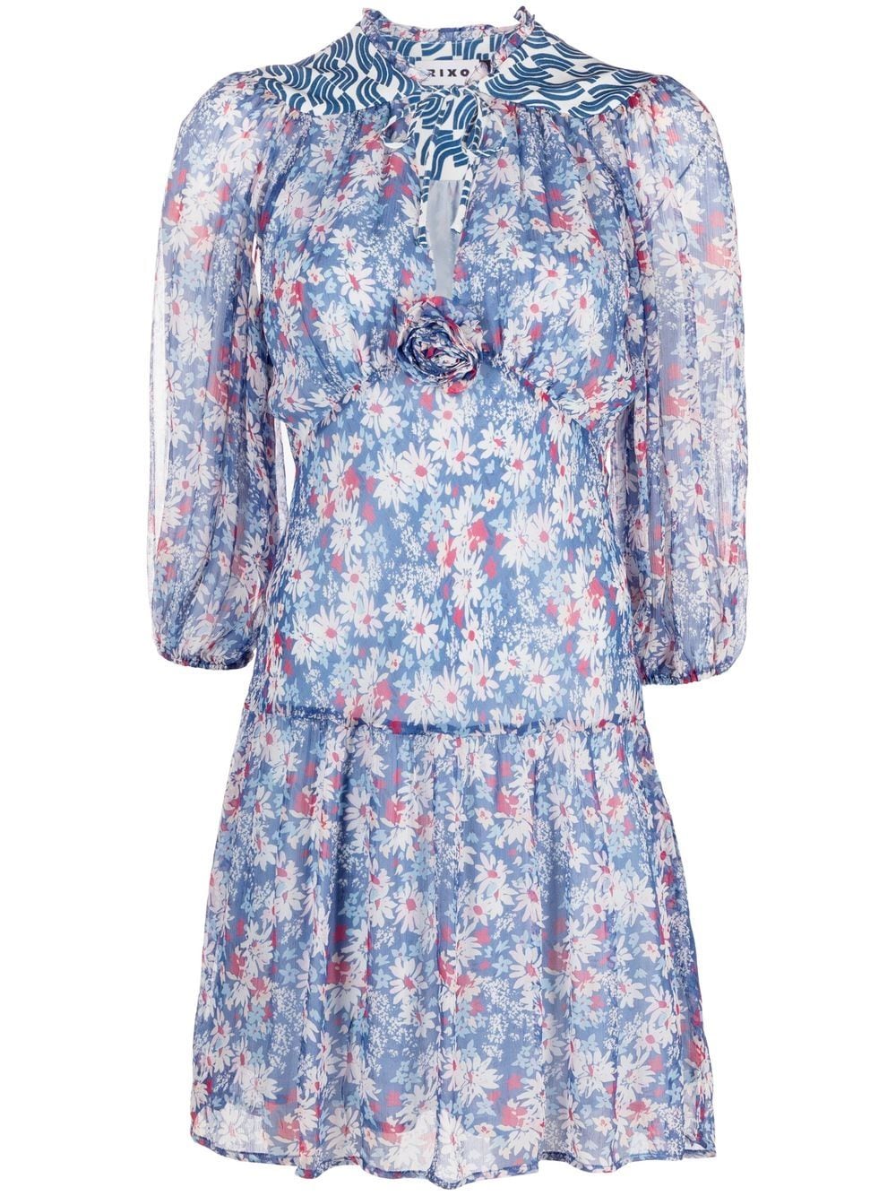 RIXO LONDON FLORAL-PRINT LONG-SLEEVE DRESS