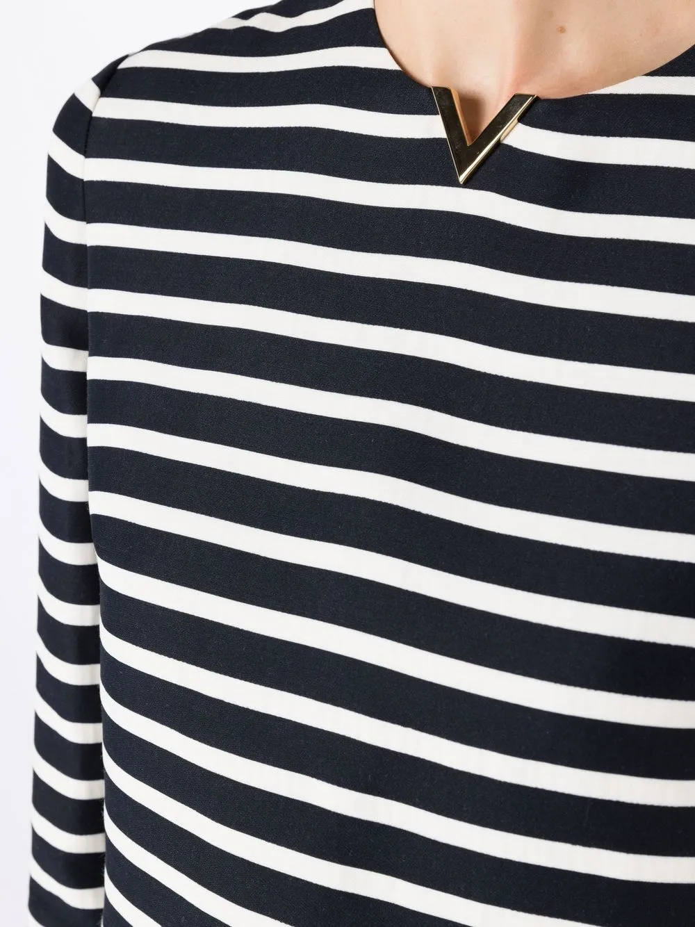 Valentino Garavani Logo-plaque Stripe-print Playsuit in Black, view 5
