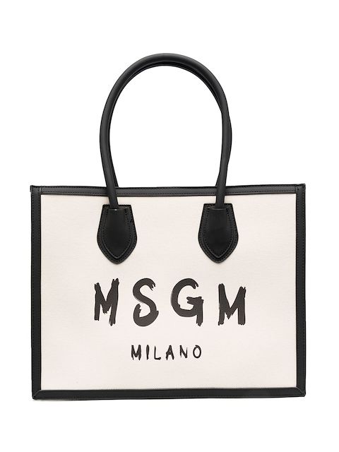 MSGM Kids logo-print canvas tote bag