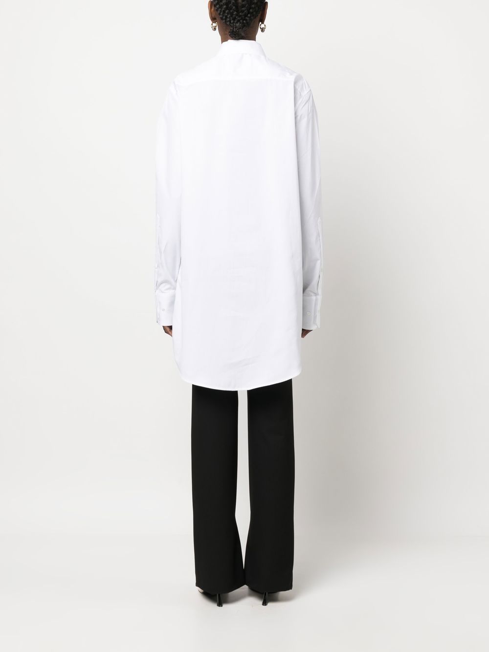 Shop Sa Su Phi Long-length Cotton Shirt In White
