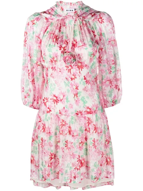 Rixo floral-print pleated mini dress