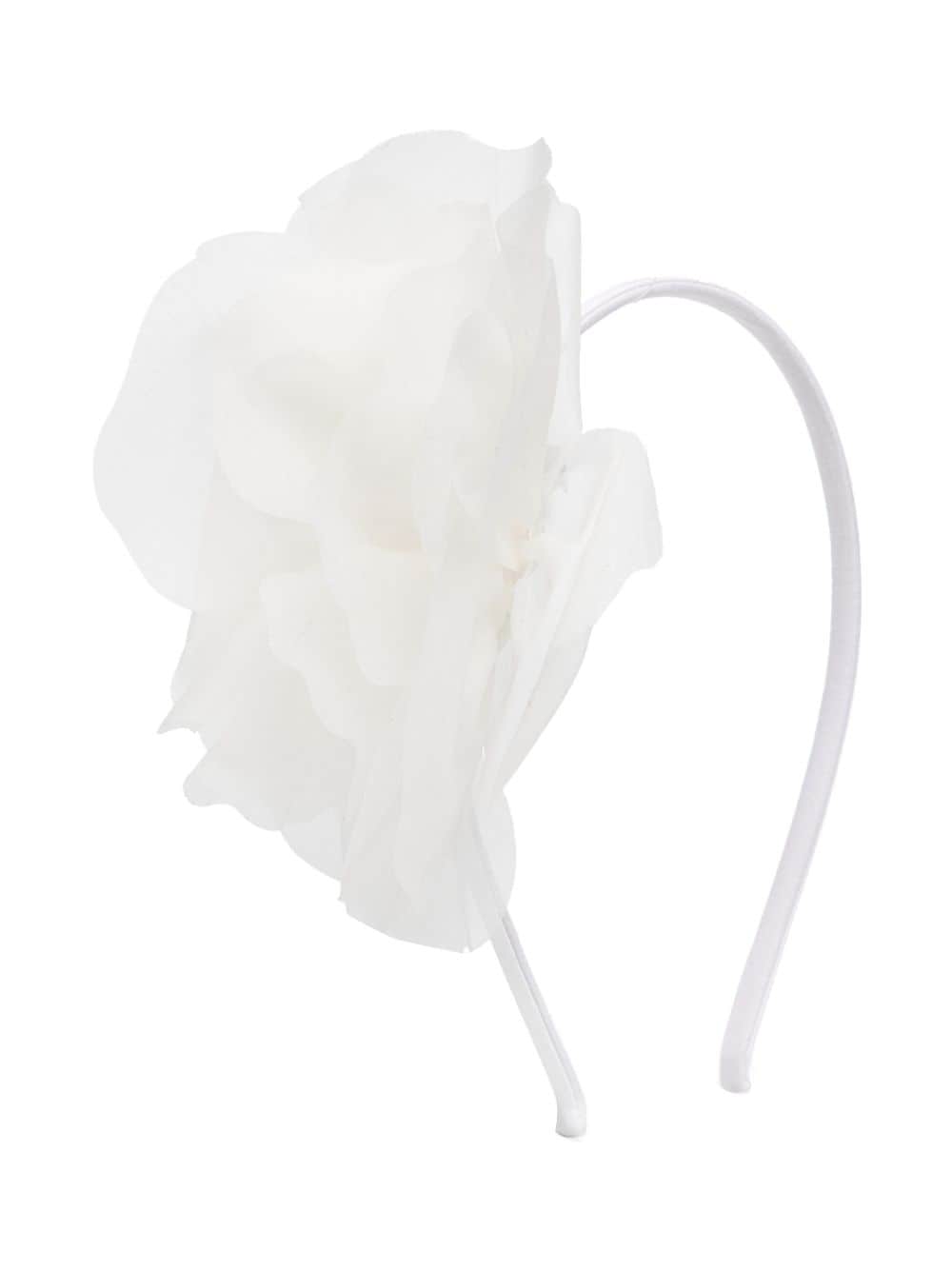 Il Gufo Kids' Floral-appliqué Silk Headband In White