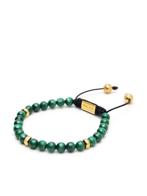 Nialaya Jewelry gold plated malachite beaded bracelet