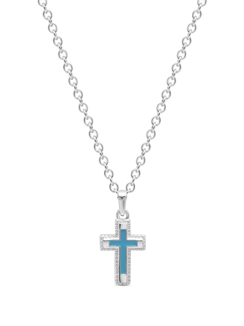 Nialaya Jewelry enamel cross-pendant chain necklace - Silver