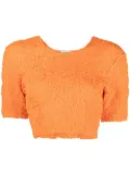 GANNI shirred organic cotton crop top - Orange