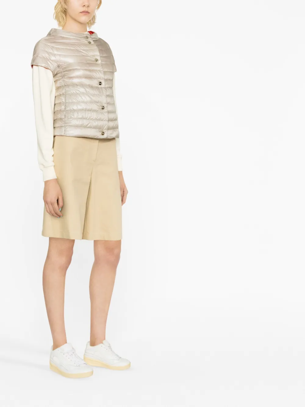 Herno Padded Short-sleeve Jacket In Neutrals
