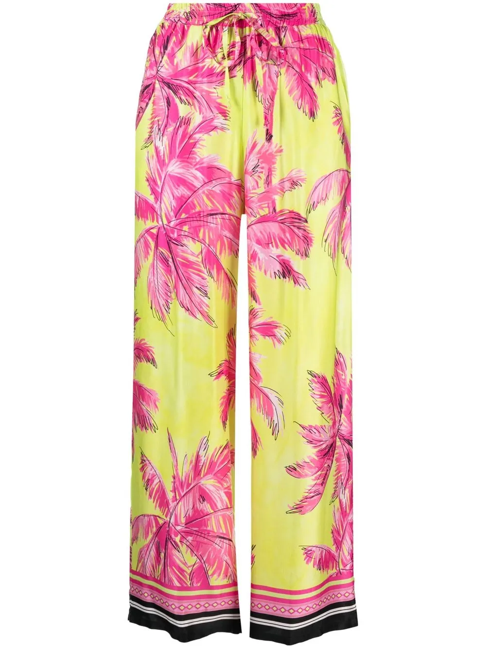 Ermanno Firenze Floral-print Wide-leg Trousers In Grün