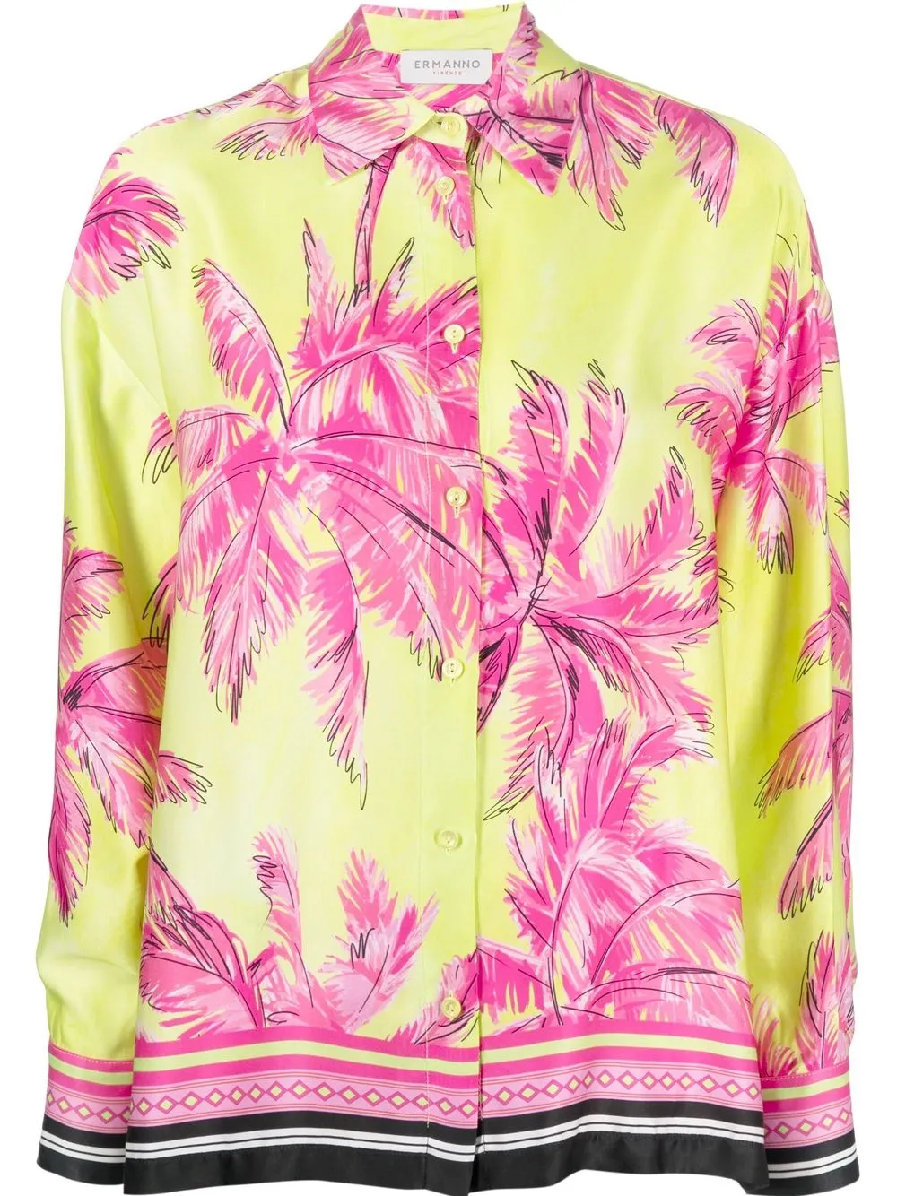 Ermanno Firenze Palm Tree Print Shirt In Grün