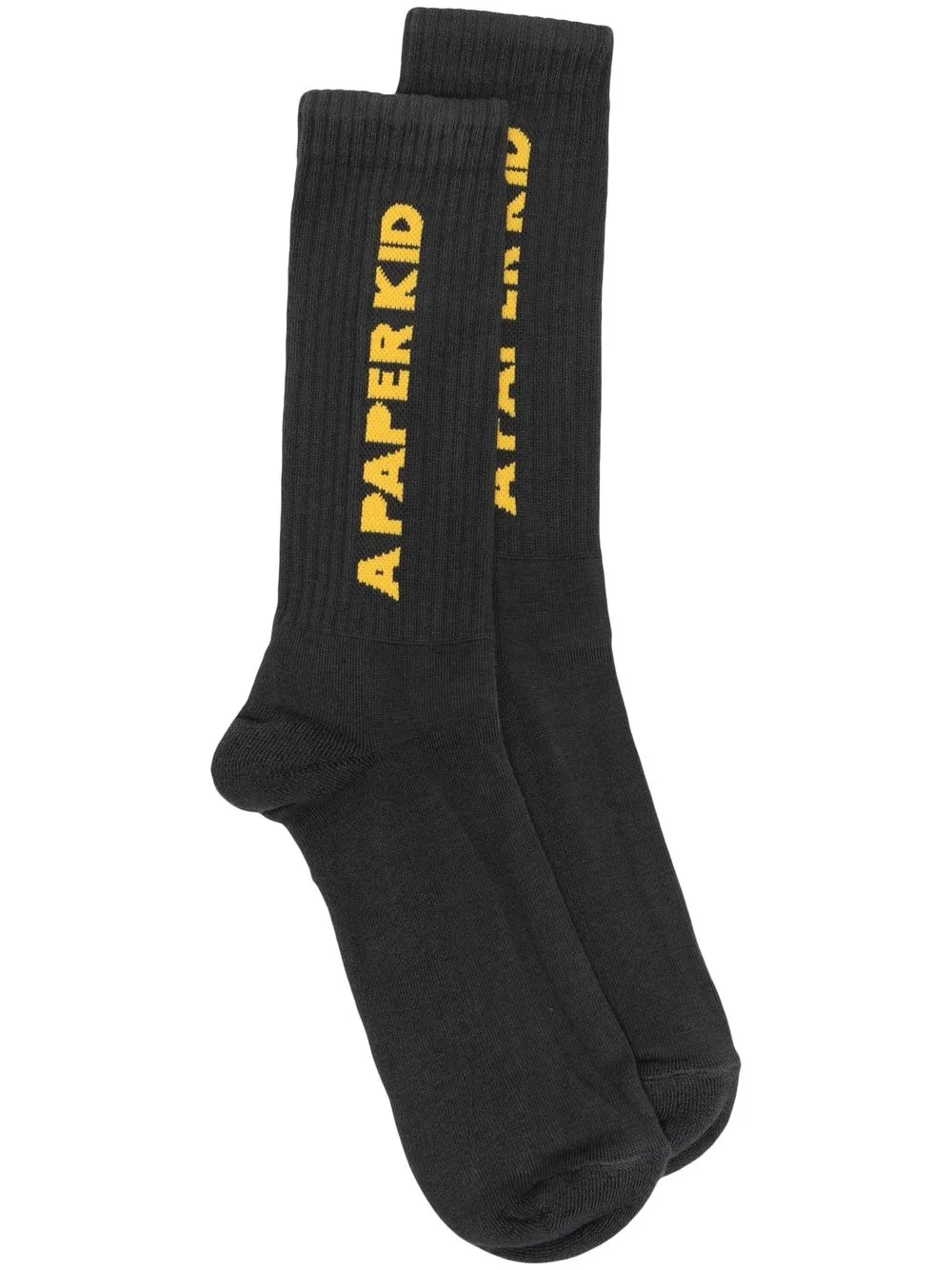 A Paper Kid Intarsia-knit Logo Socks In Black