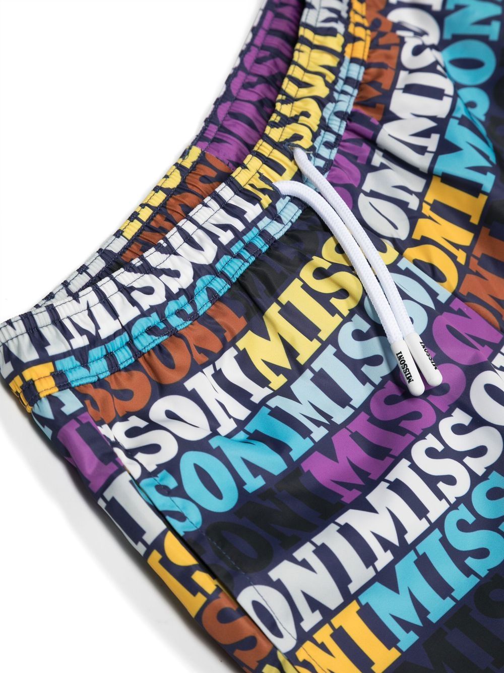Shop Missoni Logo-print Drawstring Swim Shorts In Blue