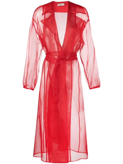 Herno abrigo de seda con cinturón