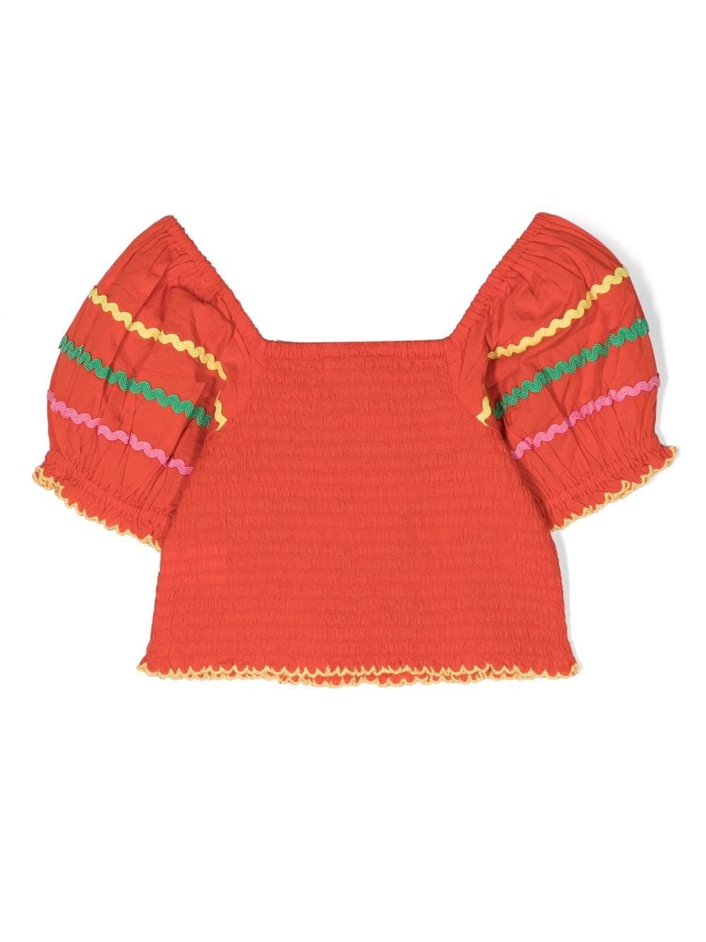 Shop Stella Mccartney Shirred-detail Short-sleeve Top In Red
