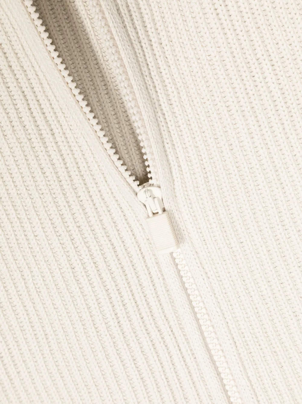 Aspesi Ribbed-knit Zip-up Jumper In Neutrals