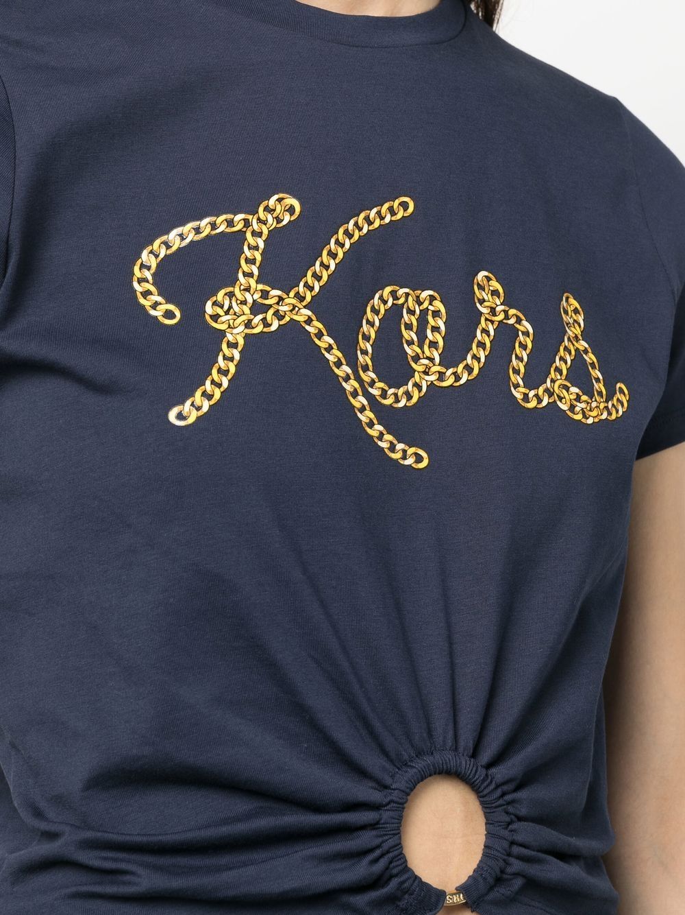 Shop Michael Michael Kors Gathered-detail Cotton T-shirt In Blue