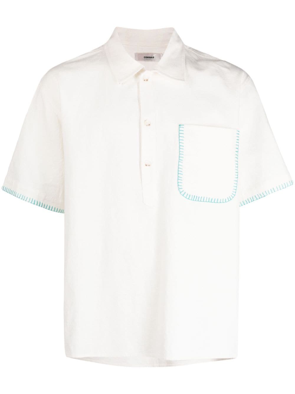 Commas Whipstitch-detail Short-sleeve Shirt In White