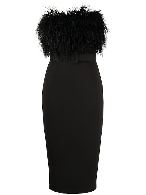 Badgley Mischka Ostrich Feather Strapless Dress