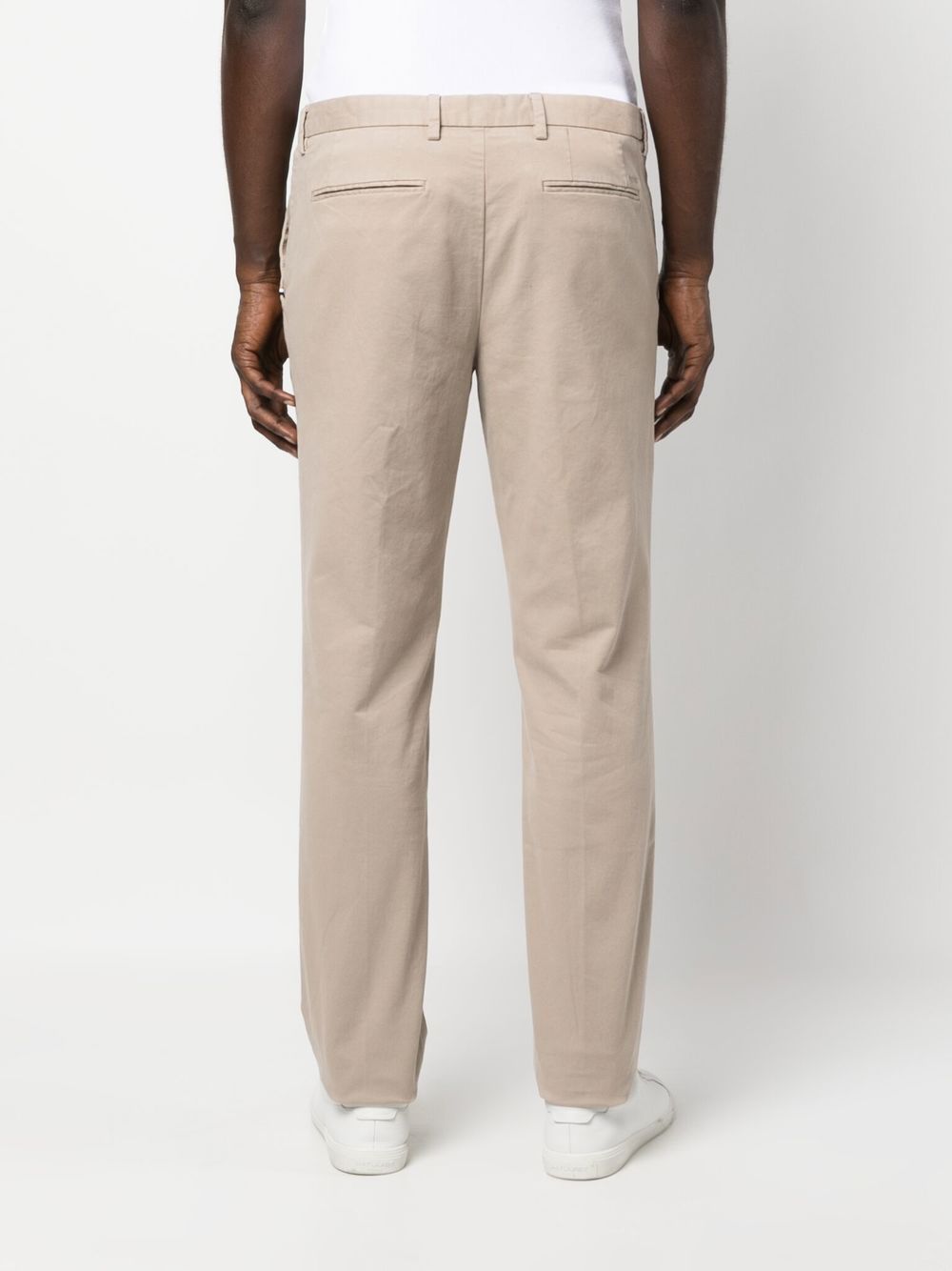 Shop Hugo Boss Low-rise Chino Trousers In Nude