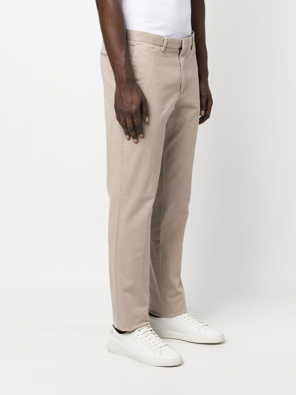 Shop Hugo Boss Low-rise Chino Trousers In Nude