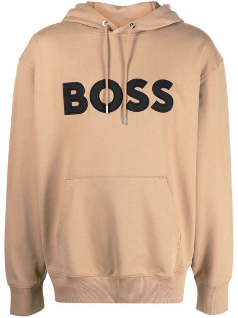 BOSS - logo-print pullover hoodie