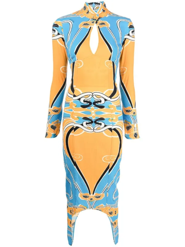 open back jacquard dress Floral Jacquard Open Back Bow Dress in Navy